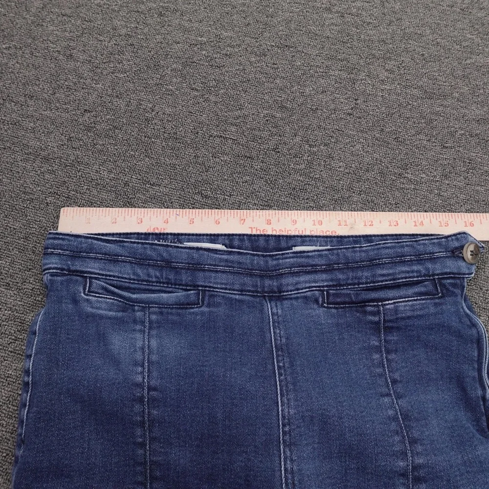 Pilcro Jeans Womens 32 Blue Medium Wash Mid Rise Skinny Slit Hem Stretch 32x29.5